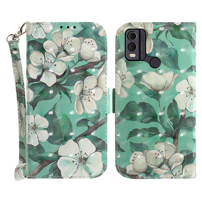 Pattern Printed PU Leather Phone Cover for Nokia C22 Anti-Scratch Wallet Phone Case with Strap