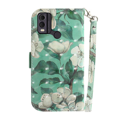 Pattern Printed PU Leather Phone Cover for Nokia C22 Anti-Scratch Wallet Phone Case with Strap