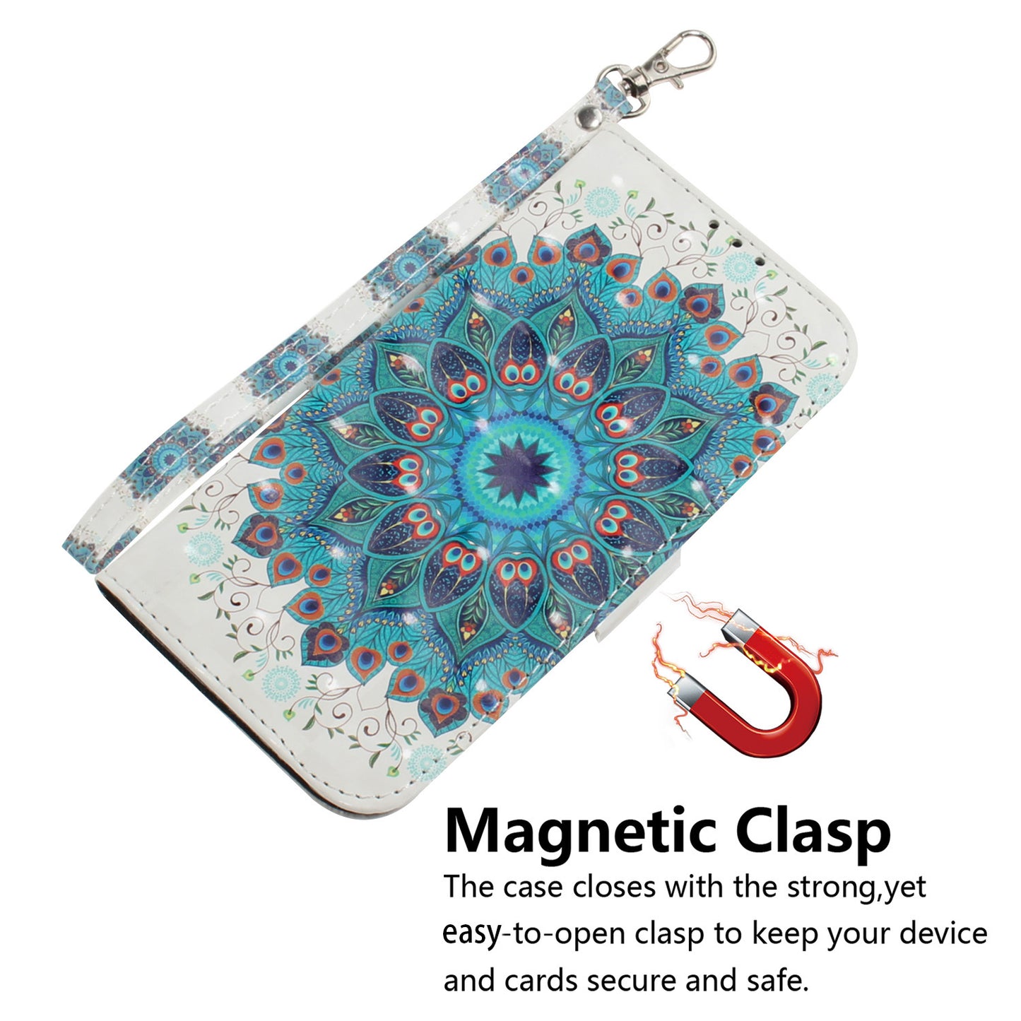 Pattern Printed PU Leather Phone Cover for Nokia C22 Anti-Scratch Wallet Phone Case with Strap