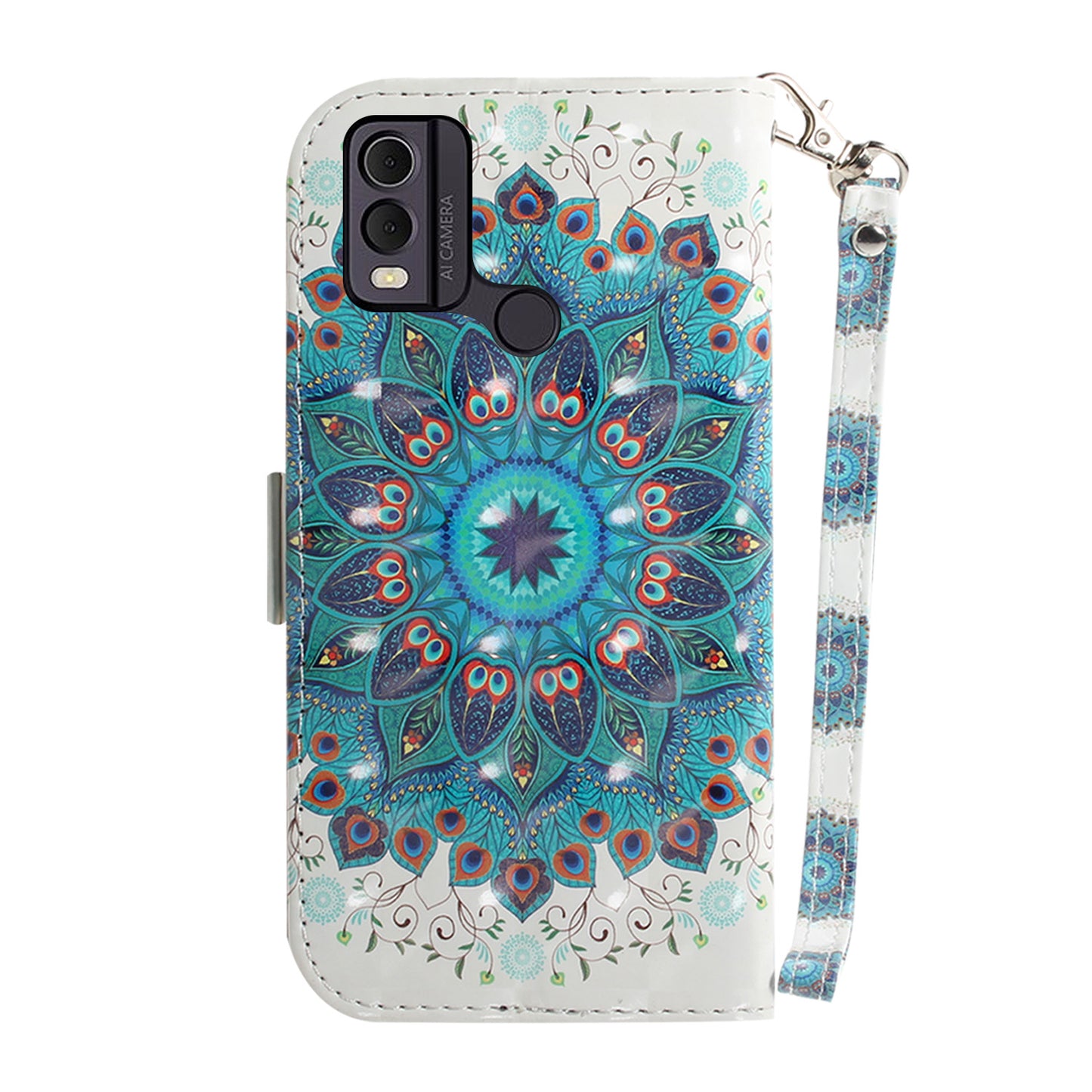 Pattern Printed PU Leather Phone Cover for Nokia C22 Anti-Scratch Wallet Phone Case with Strap