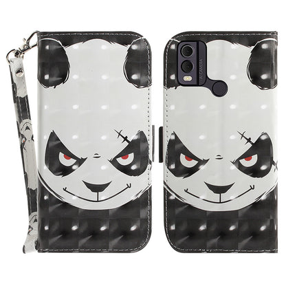 Pattern Printed PU Leather Phone Cover for Nokia C22 Anti-Scratch Wallet Phone Case with Strap