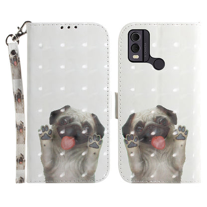 Pattern Printed PU Leather Phone Cover for Nokia C22 Anti-Scratch Wallet Phone Case with Strap