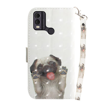 Pattern Printed PU Leather Phone Cover for Nokia C22 Anti-Scratch Wallet Phone Case with Strap