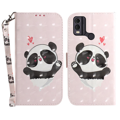 Pattern Printed PU Leather Phone Cover for Nokia C22 Anti-Scratch Wallet Phone Case with Strap