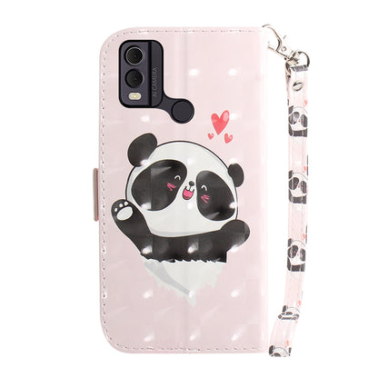 Pattern Printed PU Leather Phone Cover for Nokia C22 Anti-Scratch Wallet Phone Case with Strap