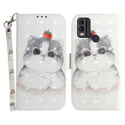 Pattern Printed PU Leather Phone Cover for Nokia C22 Anti-Scratch Wallet Phone Case with Strap