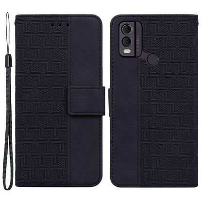 For Nokia C22 Imprinted Geometry Pattern PU Leather Stand Wallet Case Anti-Scratch Phone Cover