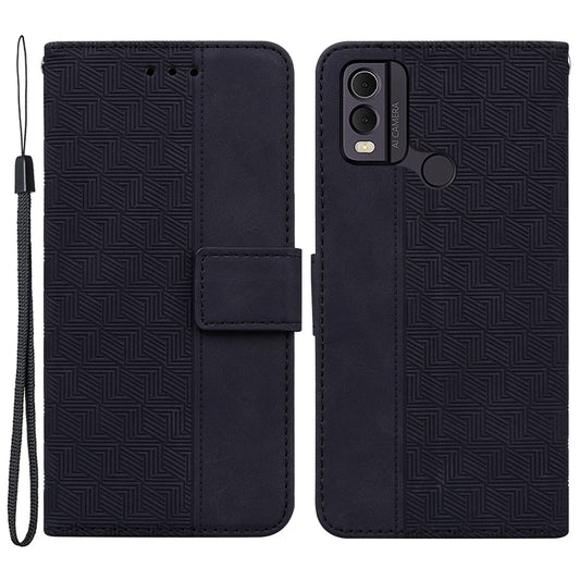 For Nokia C22 Imprinted Geometry Pattern PU Leather Stand Wallet Case Anti-Scratch Phone Cover