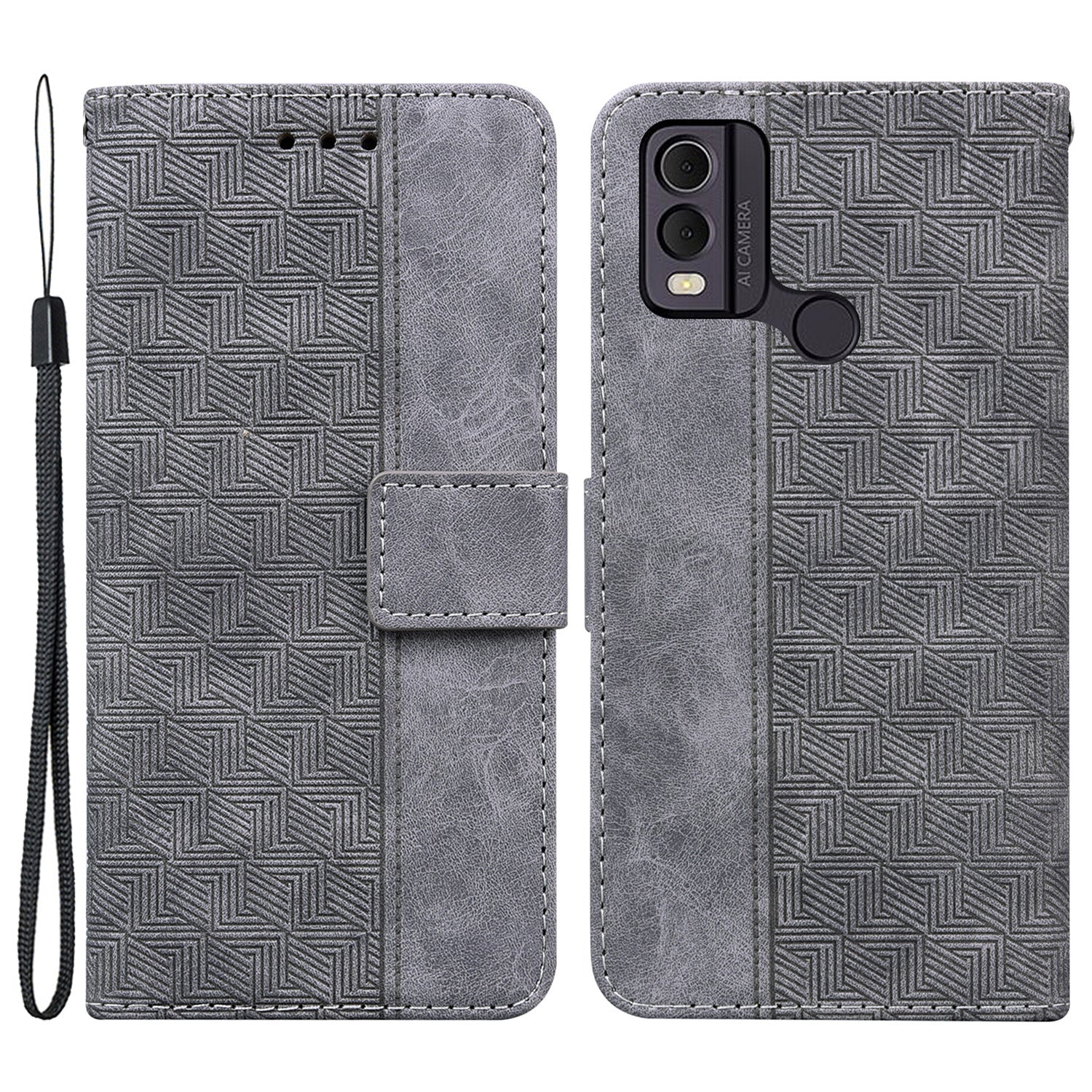 For Nokia C22 Imprinted Geometry Pattern PU Leather Stand Wallet Case Anti-Scratch Phone Cover
