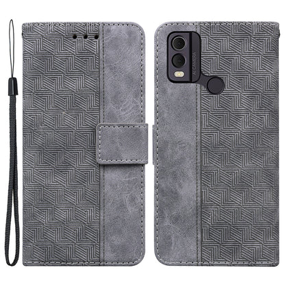 For Nokia C22 Imprinted Geometry Pattern PU Leather Stand Wallet Case Anti-Scratch Phone Cover
