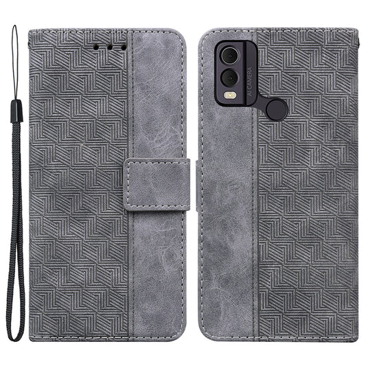For Nokia C22 Imprinted Geometry Pattern PU Leather Stand Wallet Case Anti-Scratch Phone Cover