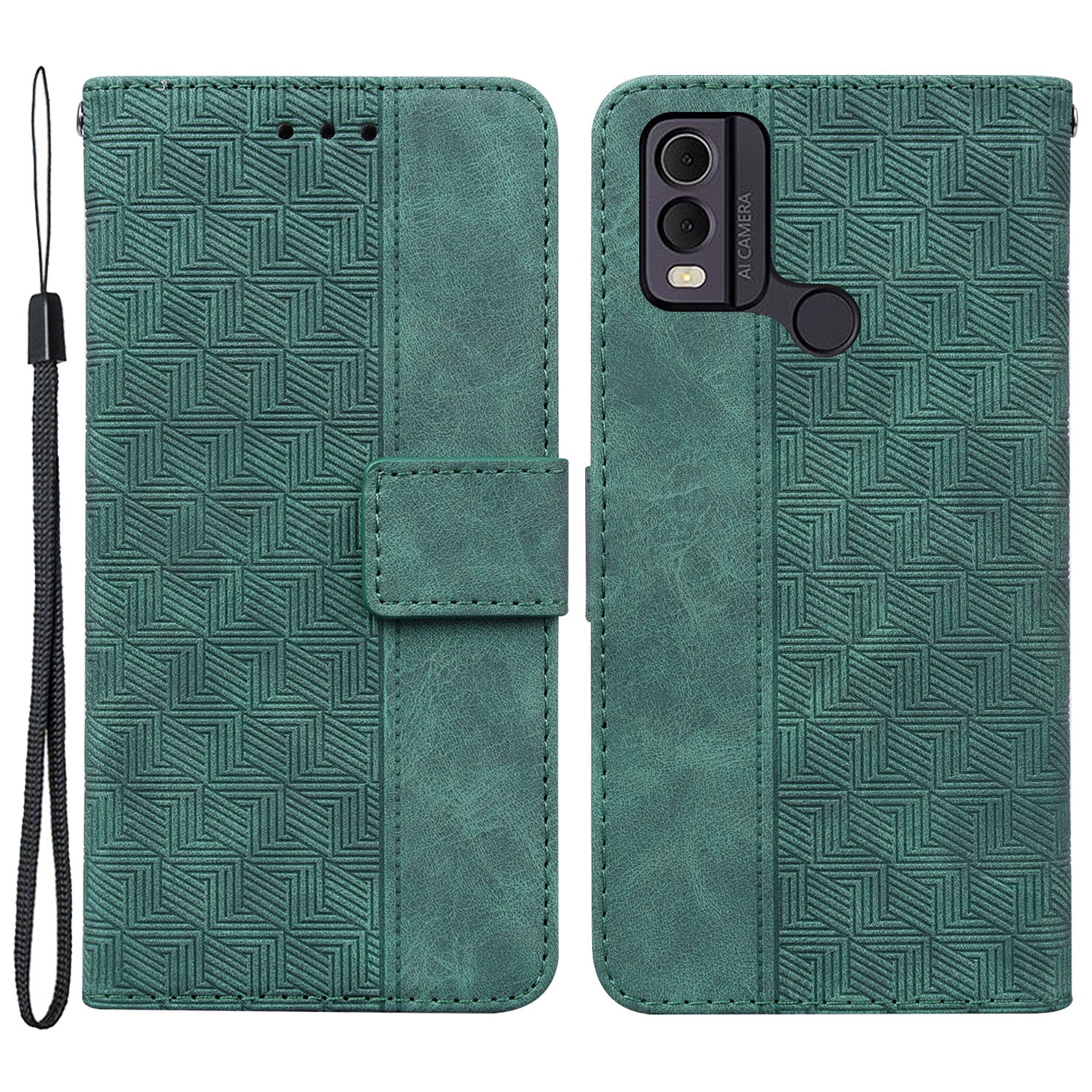 For Nokia C22 Imprinted Geometry Pattern PU Leather Stand Wallet Case Anti-Scratch Phone Cover