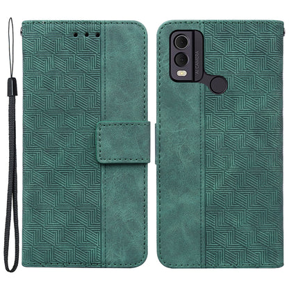 For Nokia C22 Imprinted Geometry Pattern PU Leather Stand Wallet Case Anti-Scratch Phone Cover