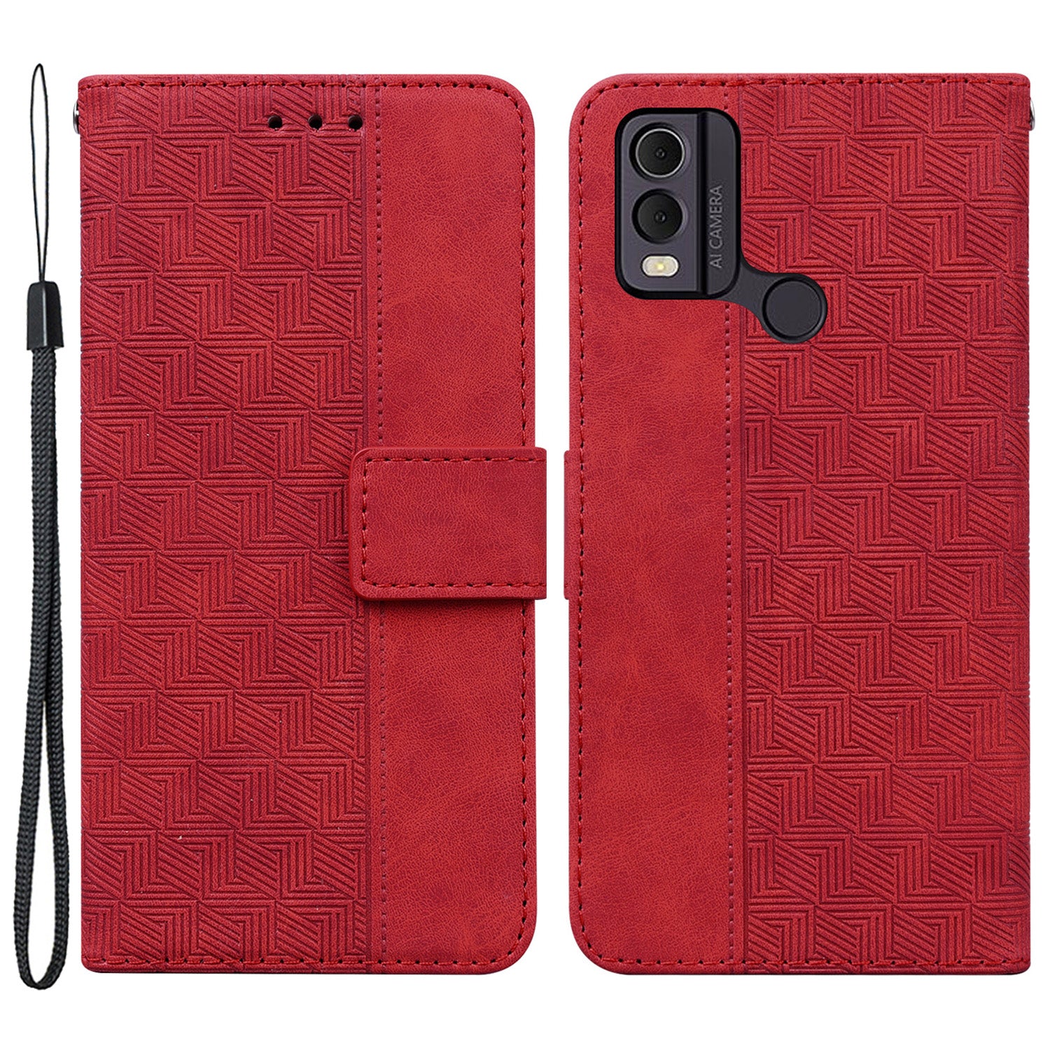 For Nokia C22 Imprinted Geometry Pattern PU Leather Stand Wallet Case Anti-Scratch Phone Cover