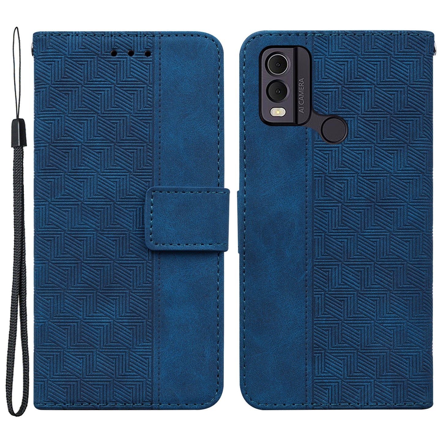 For Nokia C22 Imprinted Geometry Pattern PU Leather Stand Wallet Case Anti-Scratch Phone Cover