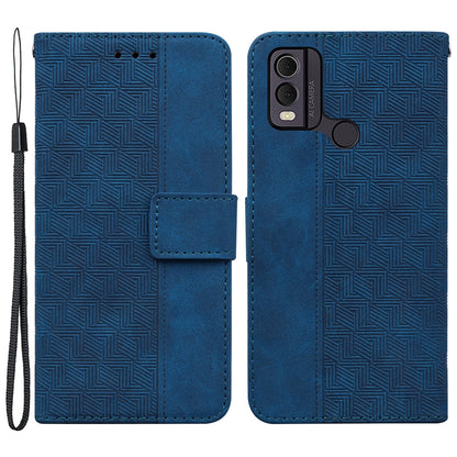 For Nokia C22 Imprinted Geometry Pattern PU Leather Stand Wallet Case Anti-Scratch Phone Cover