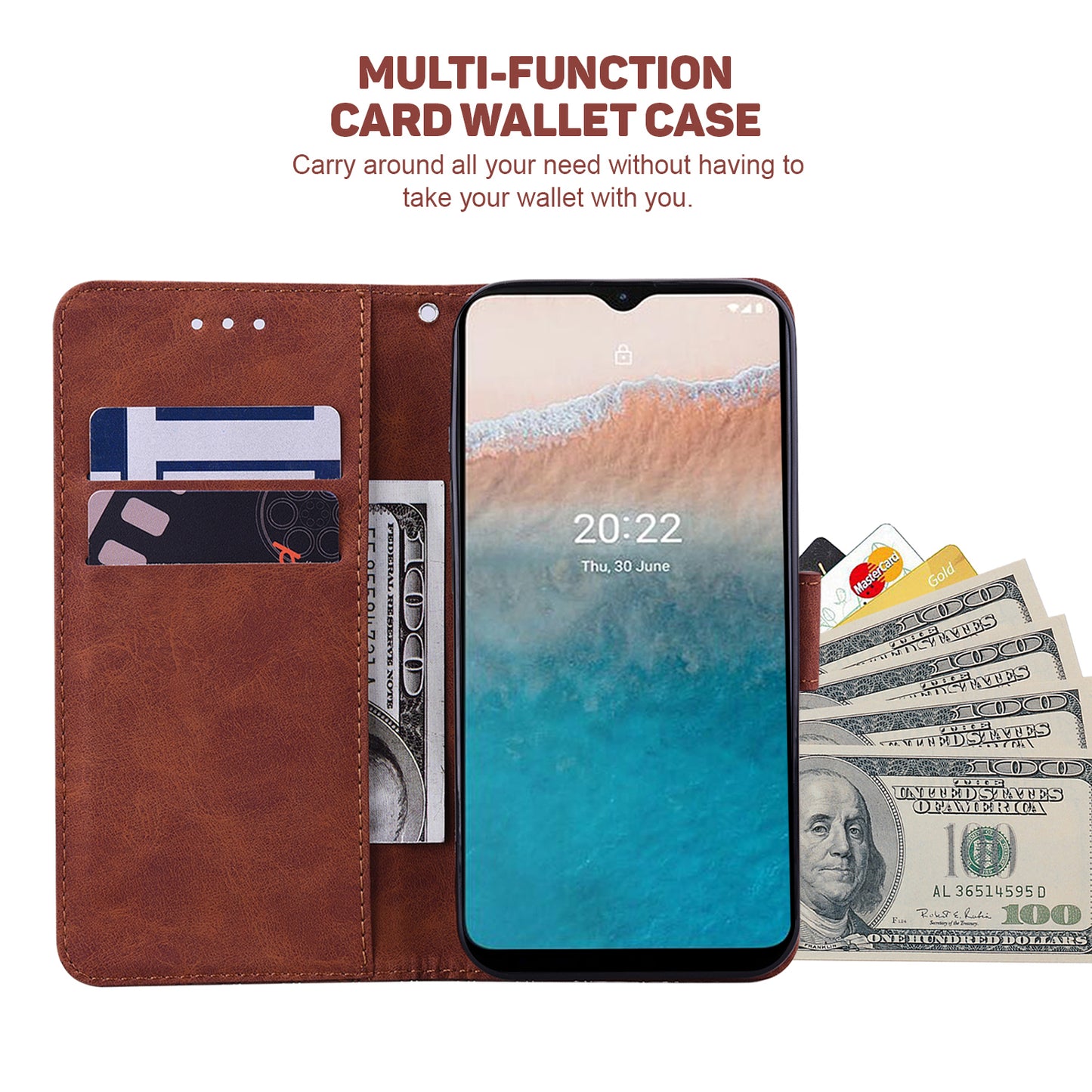 For Nokia C22 Imprinted Geometry Pattern PU Leather Stand Wallet Case Anti-Scratch Phone Cover