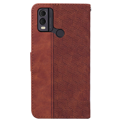 For Nokia C22 Imprinted Geometry Pattern PU Leather Stand Wallet Case Anti-Scratch Phone Cover