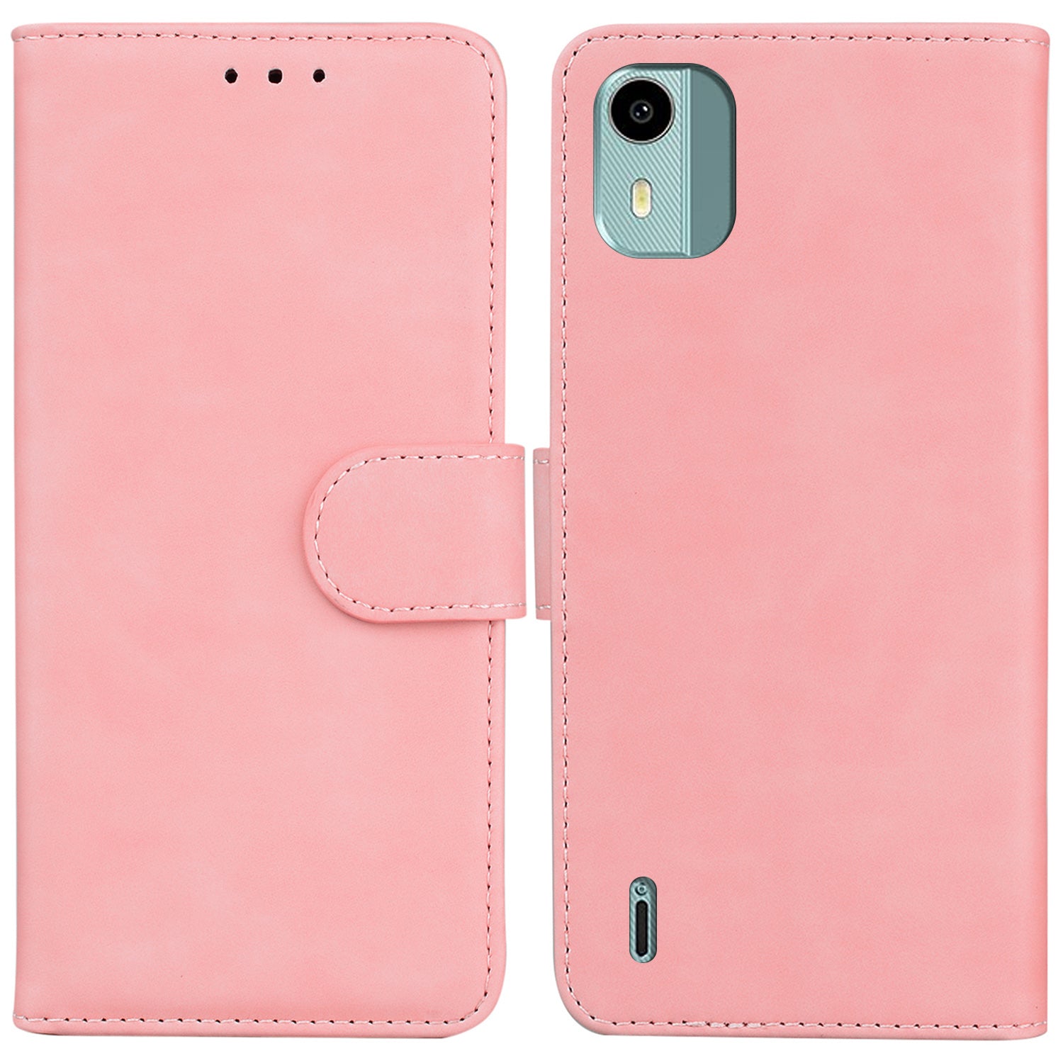 For Nokia C12 4G/C12 Plus/C12 Pro Solid Color Leather Case Flip Wallet Stand Smartphone Cover