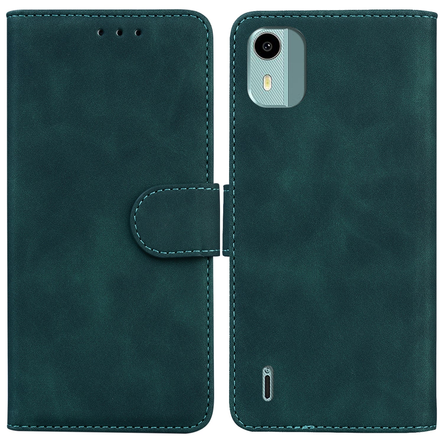 For Nokia C12 4G/C12 Plus/C12 Pro Solid Color Leather Case Flip Wallet Stand Smartphone Cover