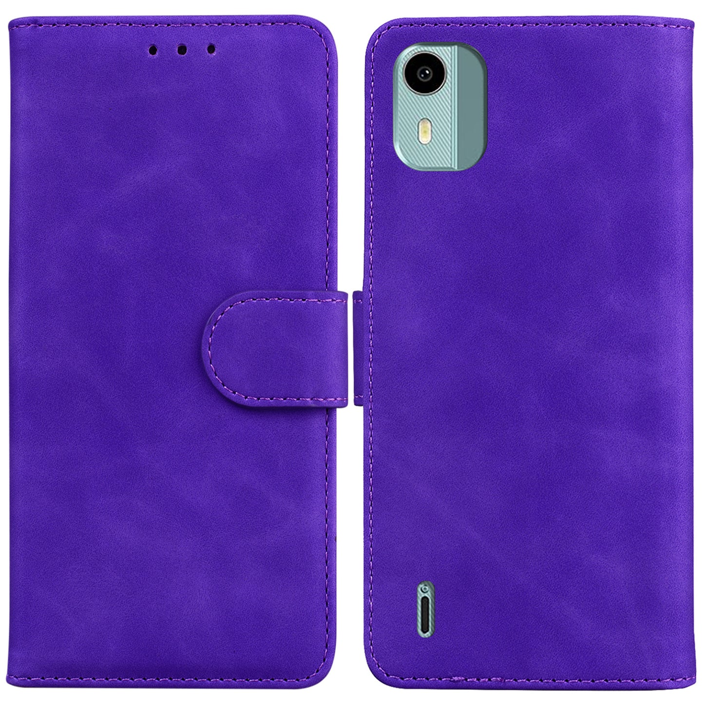 For Nokia C12 4G/C12 Plus/C12 Pro Solid Color Leather Case Flip Wallet Stand Smartphone Cover