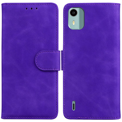 For Nokia C12 4G/C12 Plus/C12 Pro Solid Color Leather Case Flip Wallet Stand Smartphone Cover