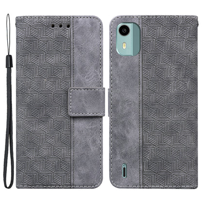 For Nokia C12 4G / C12 Plus / C12 Pro Geometry Imprinted PU Leather Phone Case Flip Stand Wallet Cover
