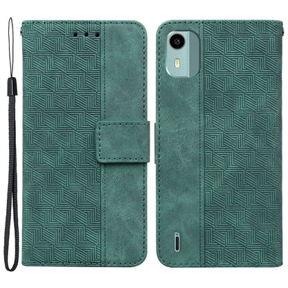 For Nokia C12 4G / C12 Plus / C12 Pro Geometry Imprinted PU Leather Phone Case Flip Stand Wallet Cover