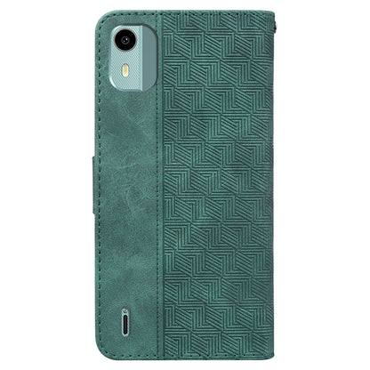 For Nokia C12 4G / C12 Plus / C12 Pro Geometry Imprinted PU Leather Phone Case Flip Stand Wallet Cover