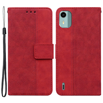For Nokia C12 4G / C12 Plus / C12 Pro Geometry Imprinted PU Leather Phone Case Flip Stand Wallet Cover