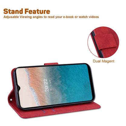 For Nokia C12 4G / C12 Plus / C12 Pro Geometry Imprinted PU Leather Phone Case Flip Stand Wallet Cover