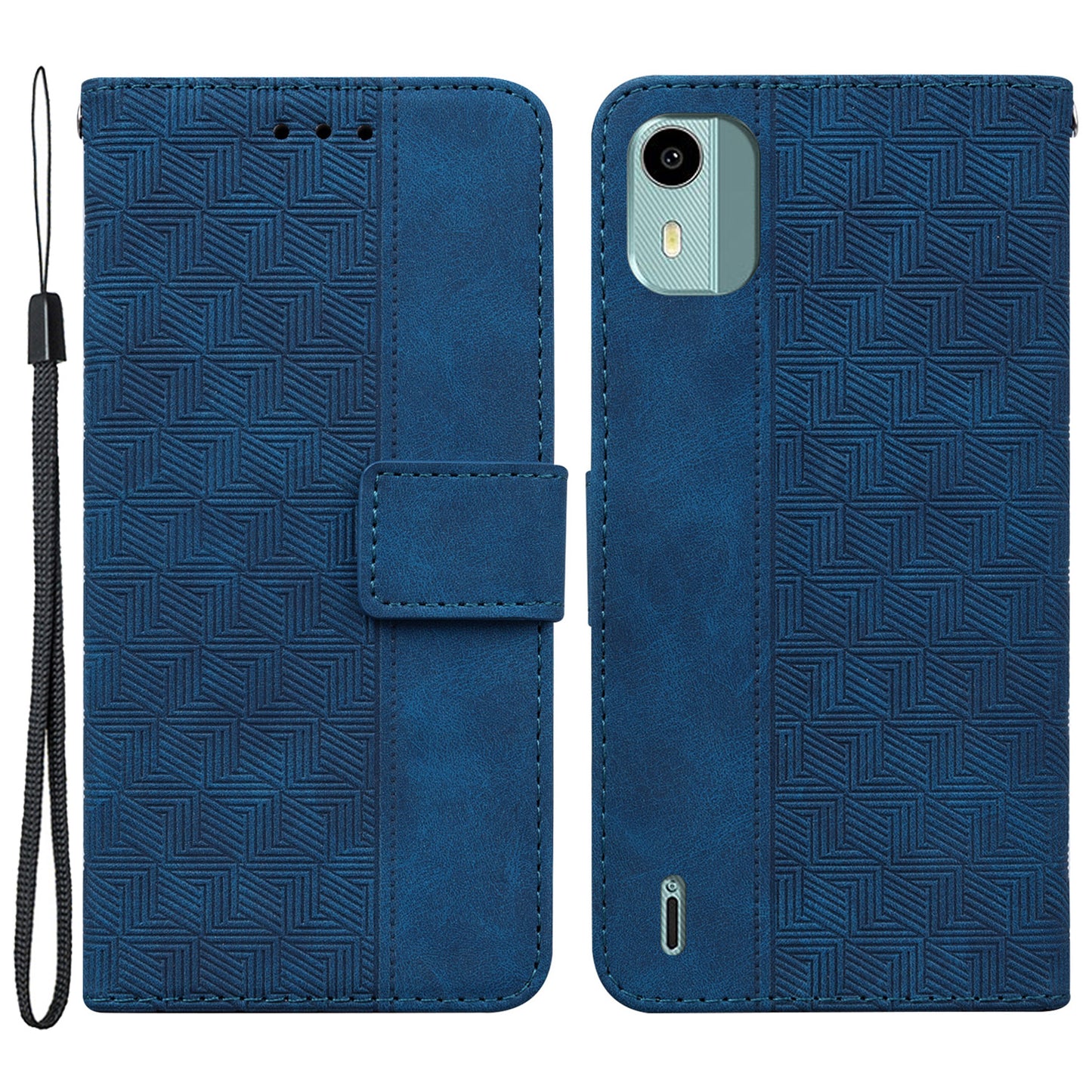 For Nokia C12 4G / C12 Plus / C12 Pro Geometry Imprinted PU Leather Phone Case Flip Stand Wallet Cover