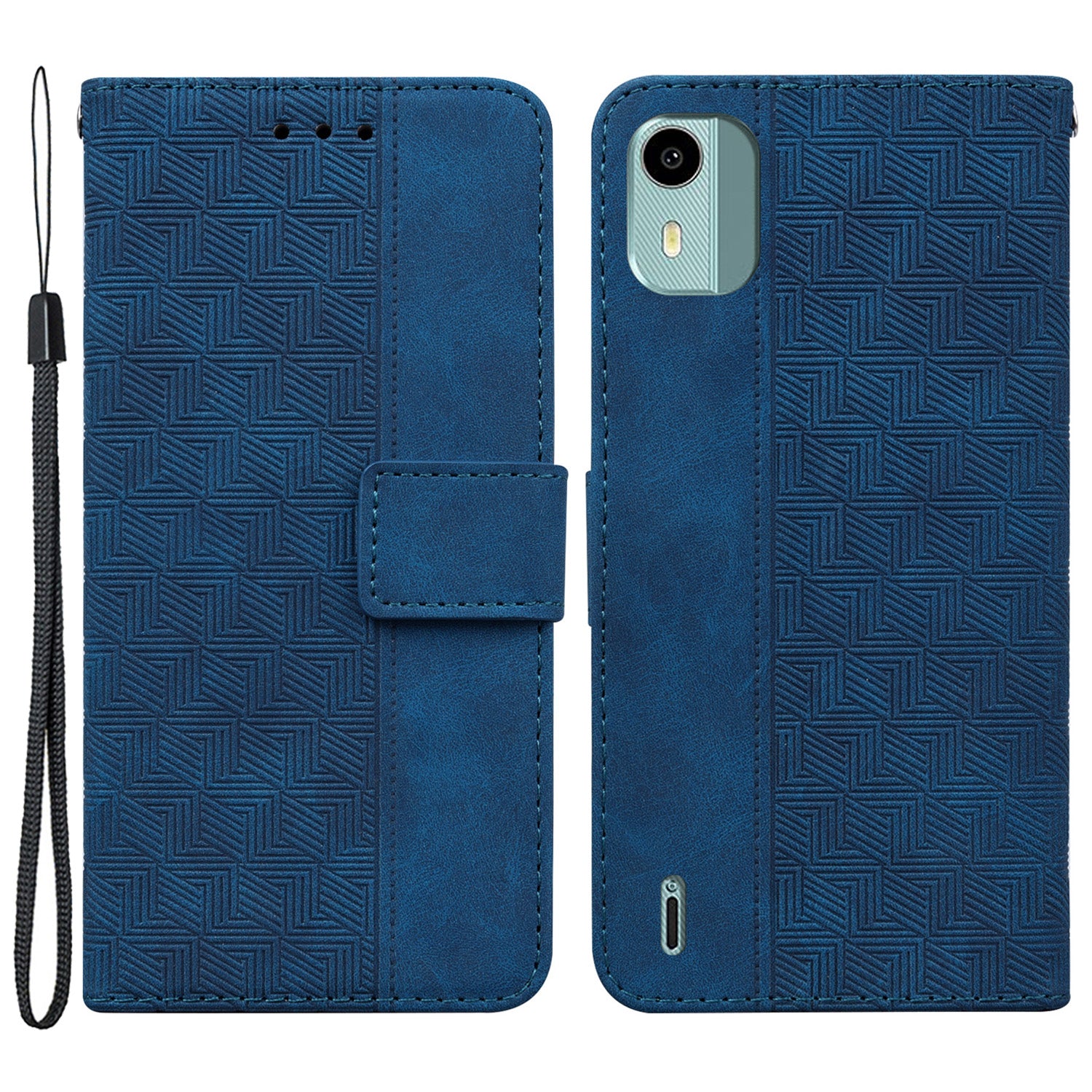 For Nokia C12 4G / C12 Plus / C12 Pro Geometry Imprinted PU Leather Phone Case Flip Stand Wallet Cover