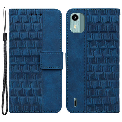 For Nokia C12 4G / C12 Plus / C12 Pro Geometry Imprinted PU Leather Phone Case Flip Stand Wallet Cover