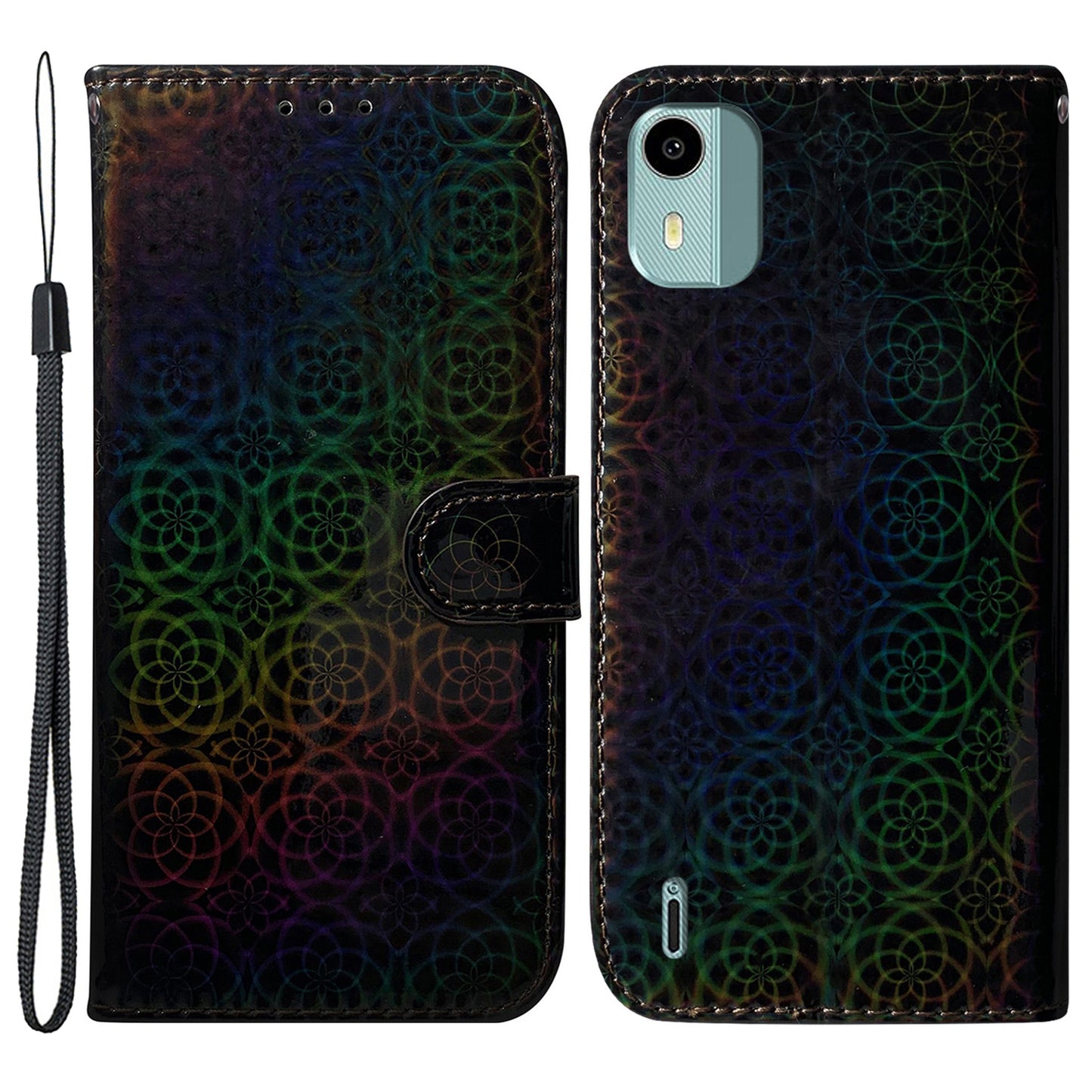 For Nokia C12 4G / C12 Plus / C12 Pro Dazzling Flower Pattern Leather Wallet Phone Case with Stand