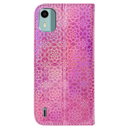 For Nokia C12 4G / C12 Plus / C12 Pro Dazzling Flower Pattern Leather Wallet Phone Case with Stand