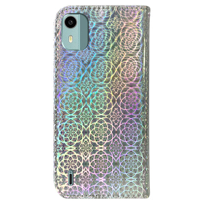 For Nokia C12 4G / C12 Plus / C12 Pro Dazzling Flower Pattern Leather Wallet Phone Case with Stand