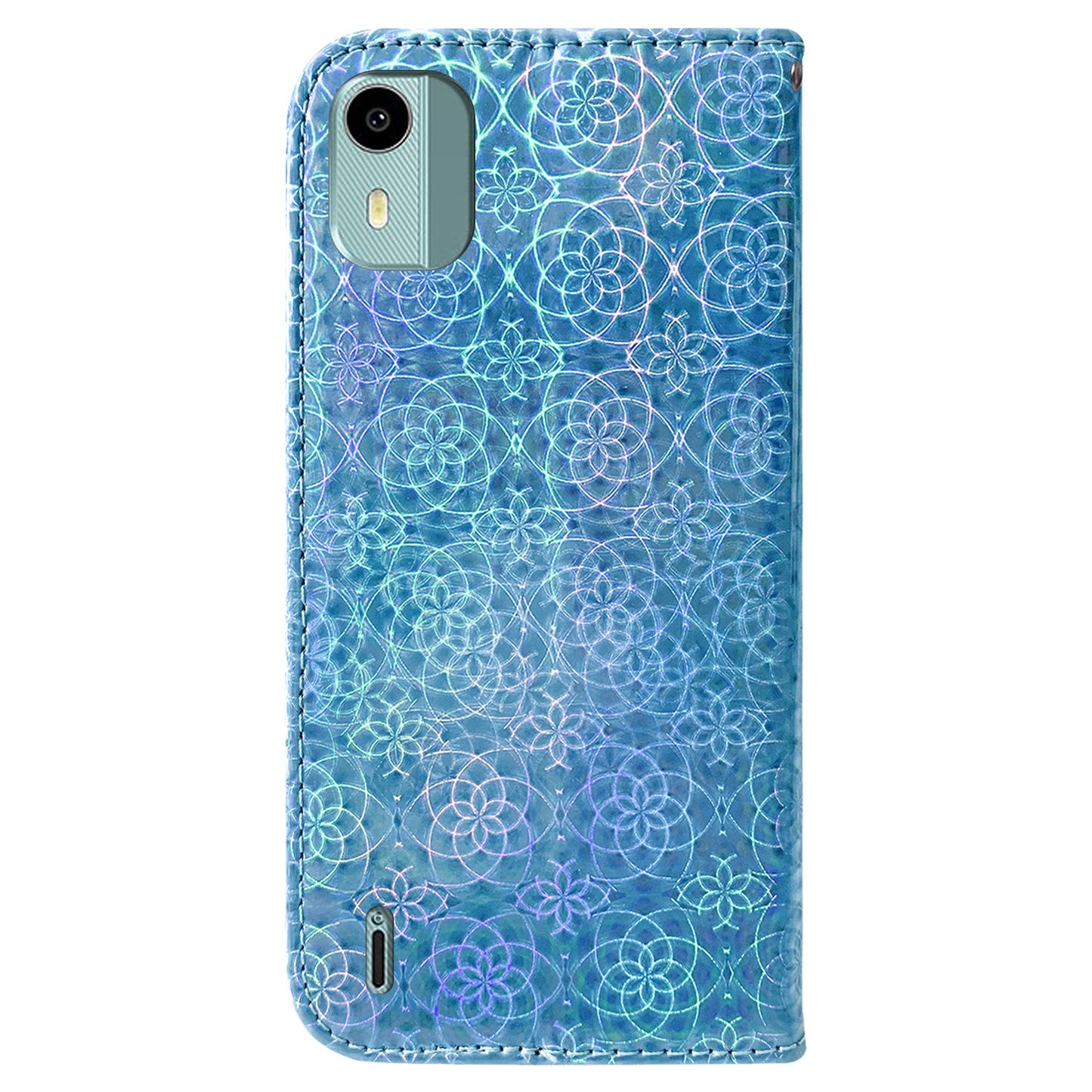 For Nokia C12 4G / C12 Plus / C12 Pro Dazzling Flower Pattern Leather Wallet Phone Case with Stand