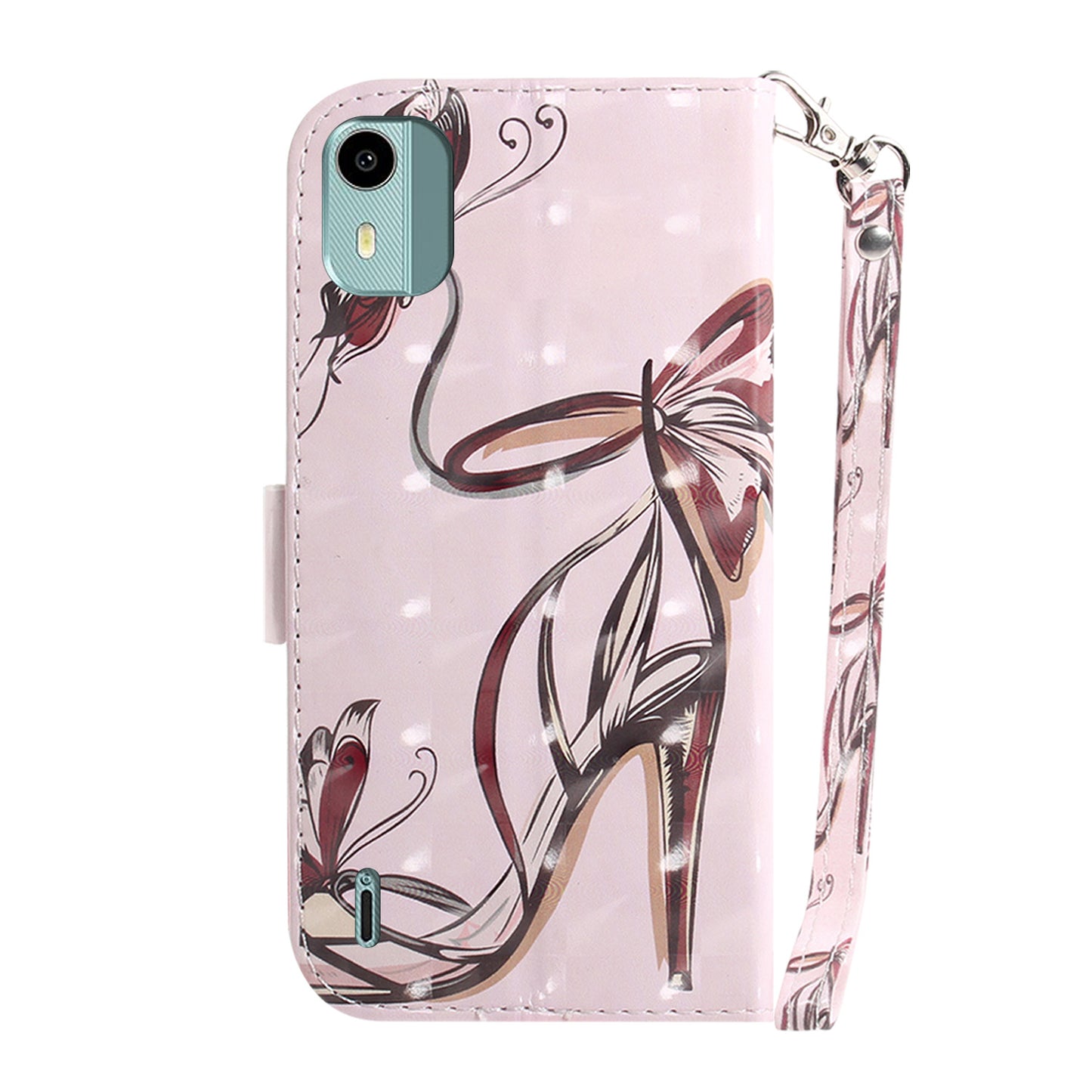 For Nokia C12 4G / C12 Plus / C12 Pro 3D Pattern Printed Leather Cover Stand Wallet Phone Case with Strap