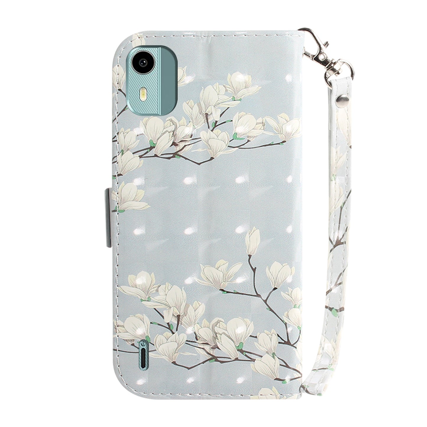 For Nokia C12 4G / C12 Plus / C12 Pro 3D Pattern Printed Leather Cover Stand Wallet Phone Case with Strap