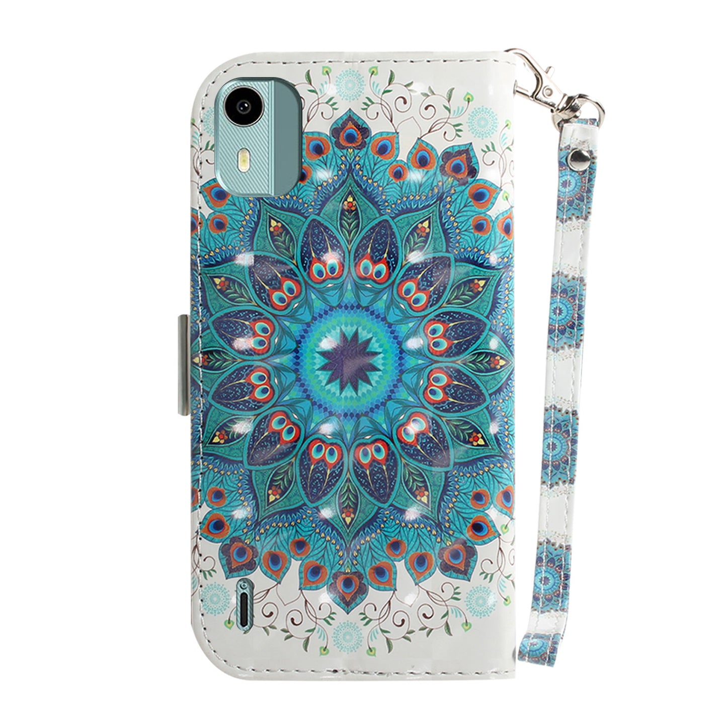 For Nokia C12 4G / C12 Plus / C12 Pro 3D Pattern Printed Leather Cover Stand Wallet Phone Case with Strap