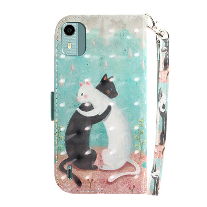 For Nokia C12 4G / C12 Plus / C12 Pro 3D Pattern Printed Leather Cover Stand Wallet Phone Case with Strap