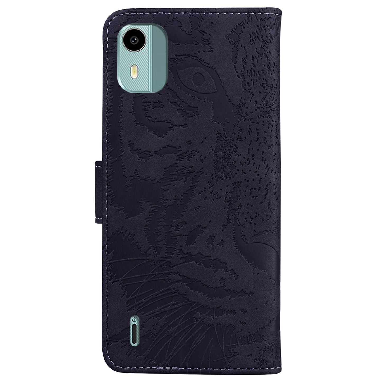 For Nokia C12 4G / C12 Pro / C12 Plus Tiger Imprinted PU Leather Case Anti-fall Phone Wallet Stand Shell