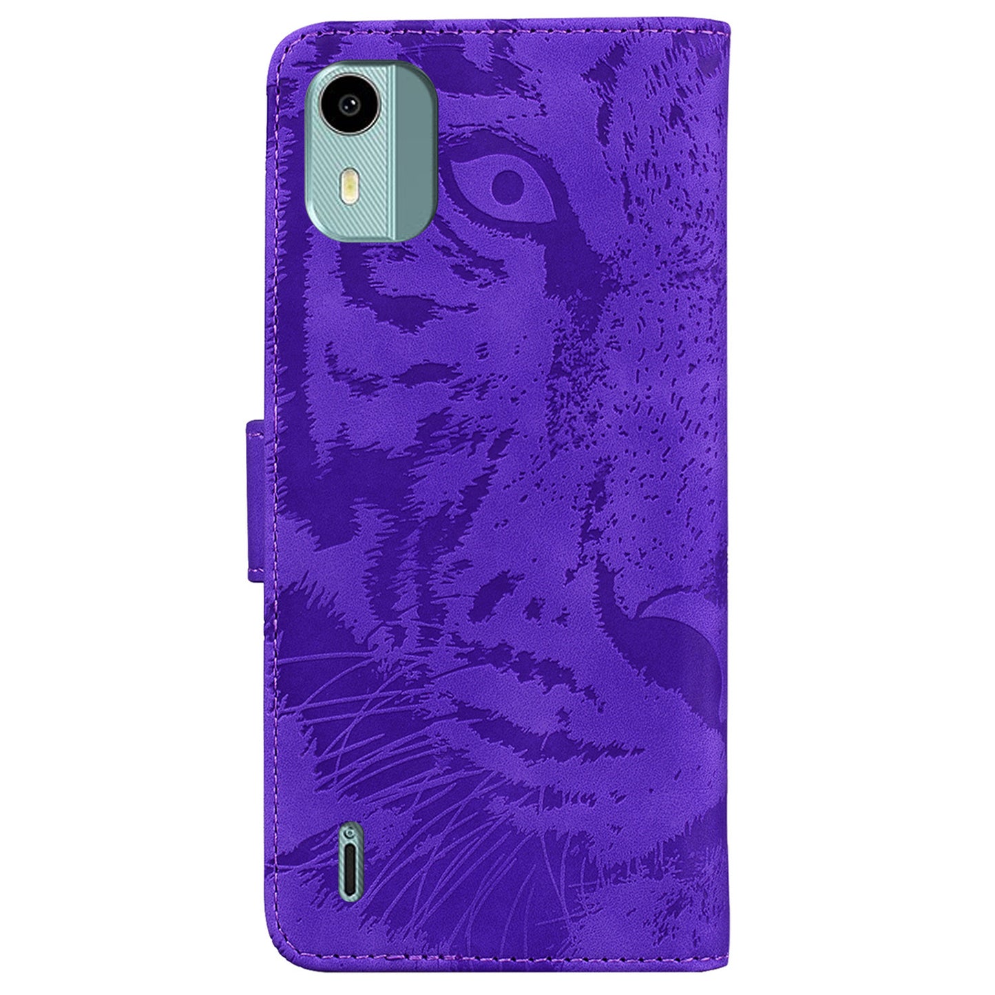 For Nokia C12 4G / C12 Pro / C12 Plus Tiger Imprinted PU Leather Case Anti-fall Phone Wallet Stand Shell