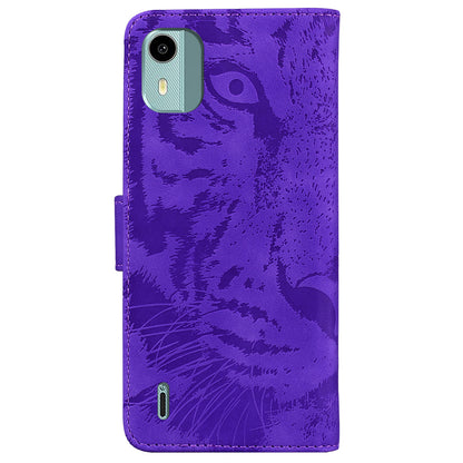 For Nokia C12 4G / C12 Pro / C12 Plus Tiger Imprinted PU Leather Case Anti-fall Phone Wallet Stand Shell