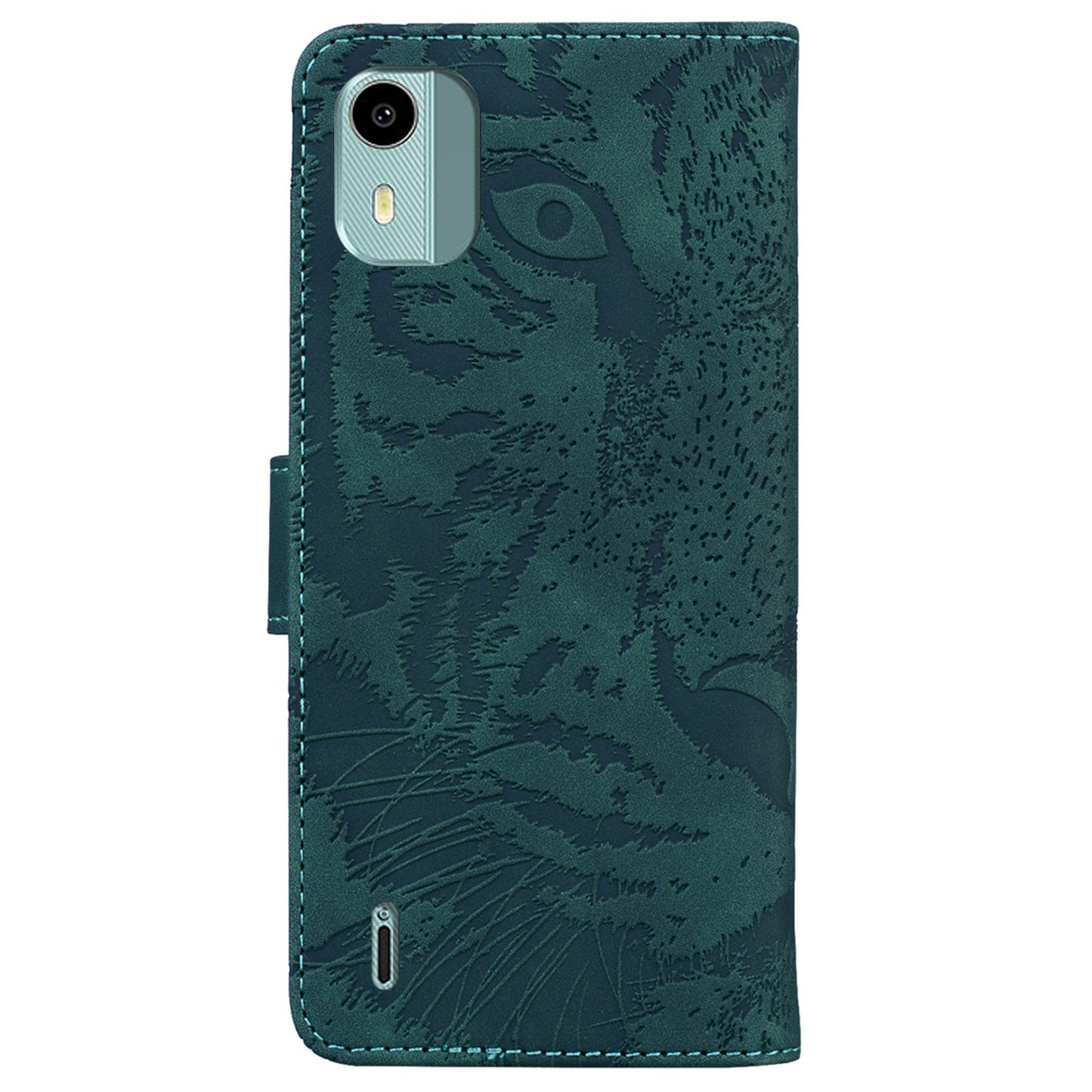For Nokia C12 4G / C12 Pro / C12 Plus Tiger Imprinted PU Leather Case Anti-fall Phone Wallet Stand Shell