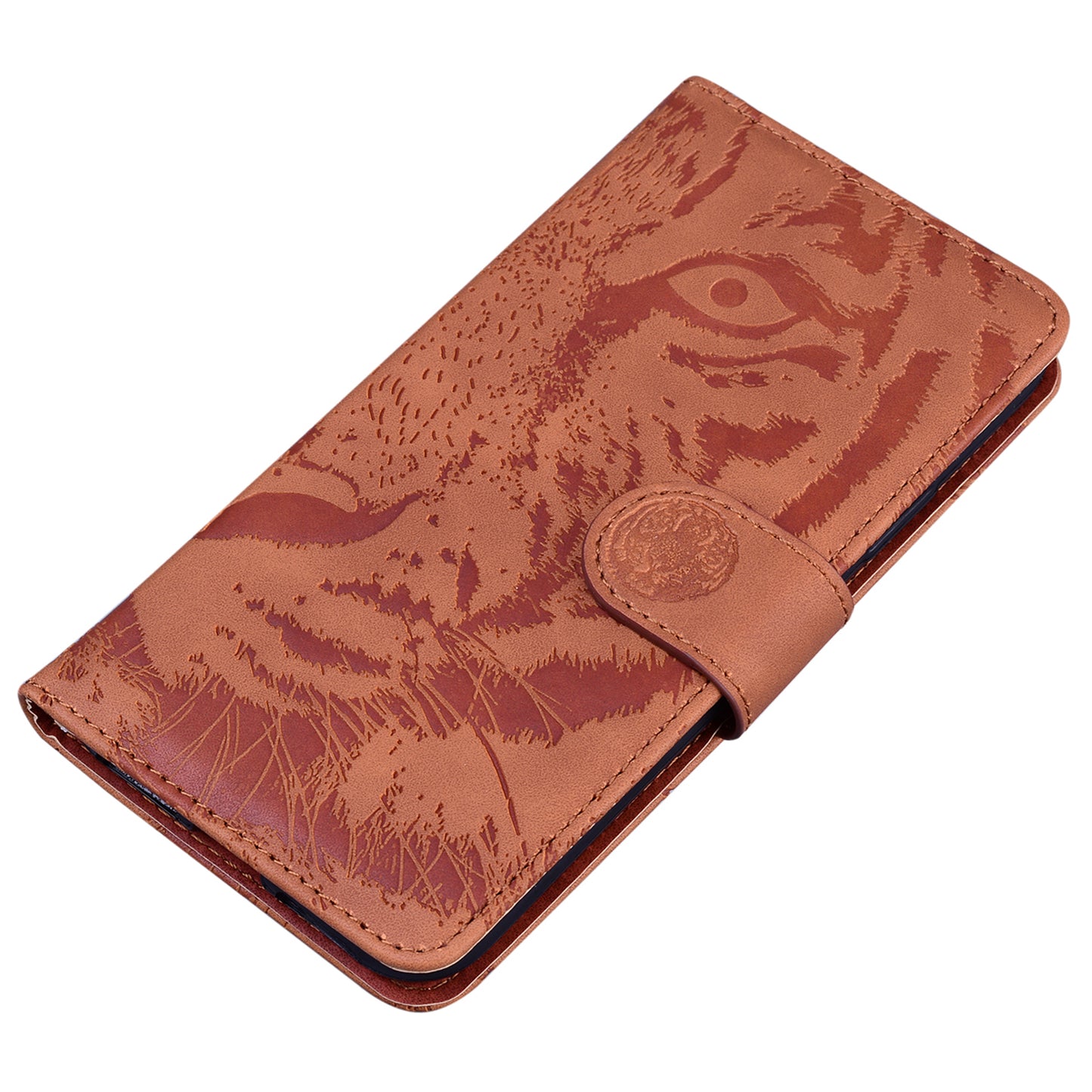 For Nokia C12 4G / C12 Pro / C12 Plus Tiger Imprinted PU Leather Case Anti-fall Phone Wallet Stand Shell