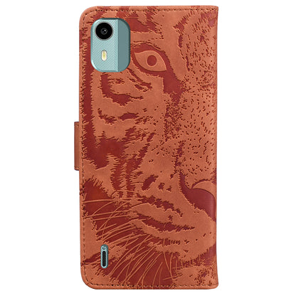 For Nokia C12 4G / C12 Pro / C12 Plus Tiger Imprinted PU Leather Case Anti-fall Phone Wallet Stand Shell