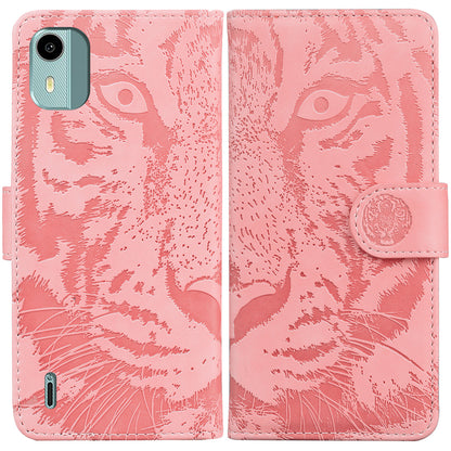 For Nokia C12 4G / C12 Pro / C12 Plus Tiger Imprinted PU Leather Case Anti-fall Phone Wallet Stand Shell
