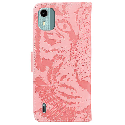 For Nokia C12 4G / C12 Pro / C12 Plus Tiger Imprinted PU Leather Case Anti-fall Phone Wallet Stand Shell